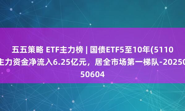 五五策略 ETF主力榜 | 国债ETF5至10年(511020)主力资金净流入6.25亿元，居全市场第一梯队-20250604