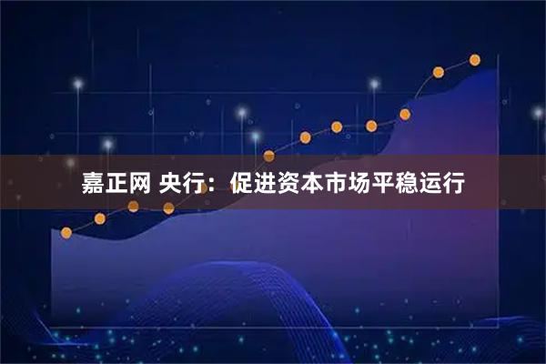 嘉正网 央行：促进资本市场平稳运行